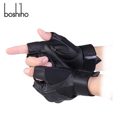 China Boshiho Paintball Airsoft Carbon Shell Tactical Half Finger Gloves Factory Price Outdoor Sports Hard Leather Half Finger for sale