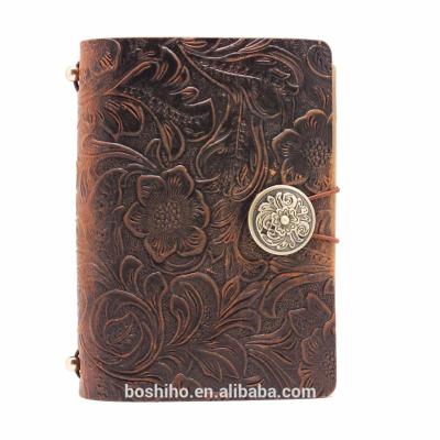 China Wholesale Antique Vintage Notebook Diary Genuine Leather Leather Diary Hardcover Book for sale