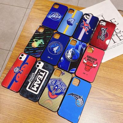 China Wholesale Hot Sale Simple HD Customized Basketball Team Tempered Glass Phone Case For iPhone xs max 11 max max pro 12 mini pro for sale