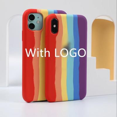 China Best New Selling Simple Rainbow Silicone Phone Case For iPhone 6 7 8 Max Max Max xs 11 pro 12 pro for sale