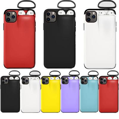 China 2020 Simple Portable 2 in 1 Earphone Cell Phone Case for iPhone 11 11 pro Max Silicone Case with Earphone Holder for sale