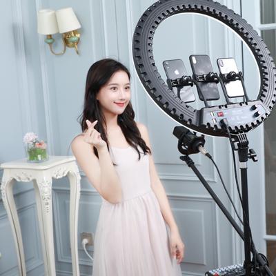 China 100 | 240VAC circle seilfie ring light 21inch with 3 phone stands 2.1m tripod live current for sale