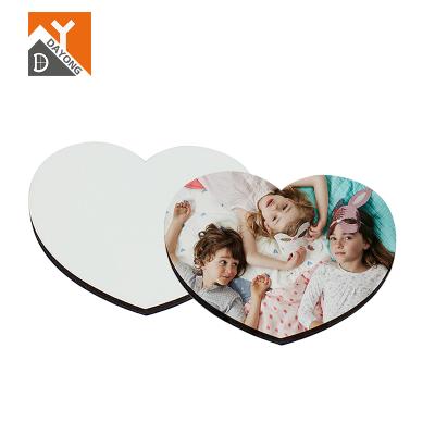 China Promotional Custom Beautiful MDF Photo Fridge Magnet DAYONG Souvenir Heart Shape Sublimation Fridge Magnet for sale