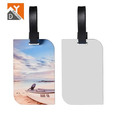 China DAYONG Top Tag Sublimation Luggage MDF Sublimation Blank Luggage Tags With Straps Double Sided Blank Travel Tags for sale