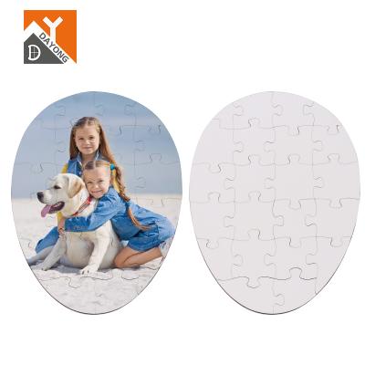 China Popular MDF Gloss Jigsaw Puzzle White MDF Heat Transfer Press Printing Opens Easter Toys Sublimation Egg Shaped Puzzle for sale