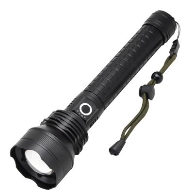 China Large Aperture Long Emergency Patrol Field Flashlight Exploration Zoom Bright Large USB Rechargeable Flashlight With Power Indicator for sale