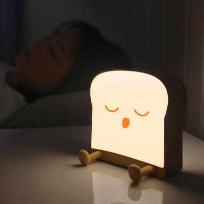 China Modern Toast Night Light USB Charging Bracket Bedside Lamp Cartoon Square Bread Gift Creative Home Night Light for sale