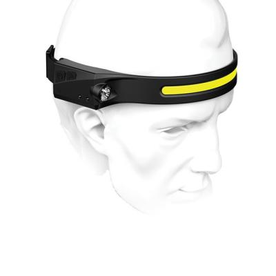 China 2022 New Style Camping Full Vision Led Headband Lightweight COB Rechargeable Headlight For Camping Headtorch Motion Sensor Wide Beam Waterproof for sale