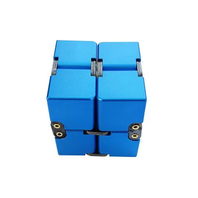 China Cute Metal Infinity Aluminum Cube Stir Toy Decompression Toys Fidget Stress Cube for sale