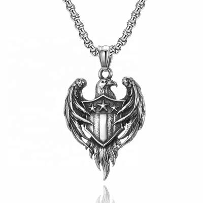 China MECYLIFE Punk American Military Flag Stainless Steel Punk Pendant Eagle Necklace for sale