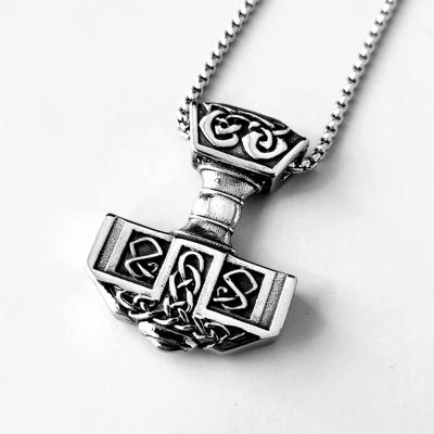 China MECYLIFE Vintage Nordic Stainless Steel Viking Jewelry Necklace Men's Thor Hammer Pendant for sale