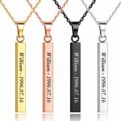 China High Polished Stainless Steel MECYLIFE Stainless Steel Custom Engraved Vertical Bar Collar for sale