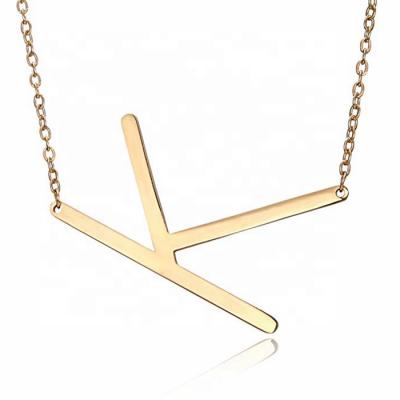 China Wholesale MECYLIFE TRENDY Stainless Steel Side Necklace Wholesale Initial K Alphabet K Necklace WOMEN for sale