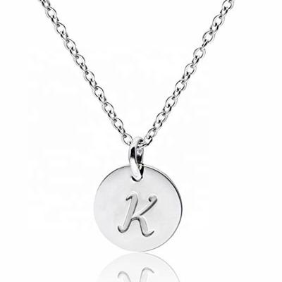 China High Polished MECYLIFE Popular Simple Circle Letter Necklace Initial Alphabet Pendant for sale