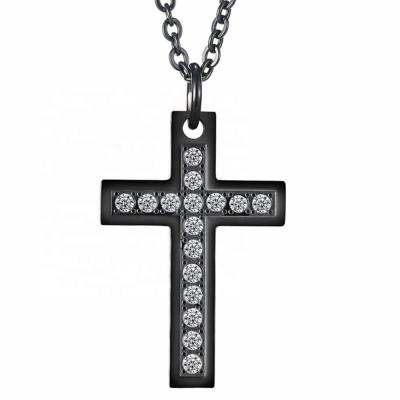 China MECYLIFE Hiphop Men's Necklace Diamond Crystal Cross Pendant Stainless Steel Cross Pendant Necklace for sale