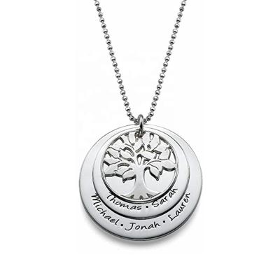 China MECYLIFE FASHIONABLE Custom Engraved 3 Layers Necklace Women Mask Tree Of Life Necklace Stainless Steel Pendant for sale