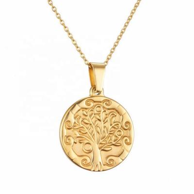 China MECYLIFE Women's Stainless Steel Medallion Coin Necklace Trendy Fashion Tree of Life Necklace for sale