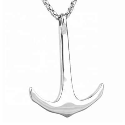 China MECYLIFE White Stainless Steel Mens Pendant Necklace High Polished Wholesale Stainless Steel Anchor Jewelry Necklace for sale