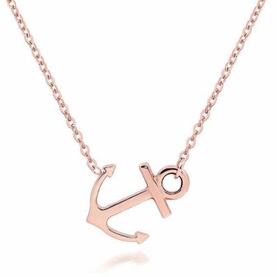 China MECYLIFE Stainless Steel 18K Gold Plated Long Necklace Stainless Steel Jewelry Lasso Anchor Necklace Women for sale