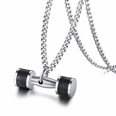 China MECYLIFE Men's Sports Gym Pendant Dumbbell Carbon Fiber Pendant Necklace for sale