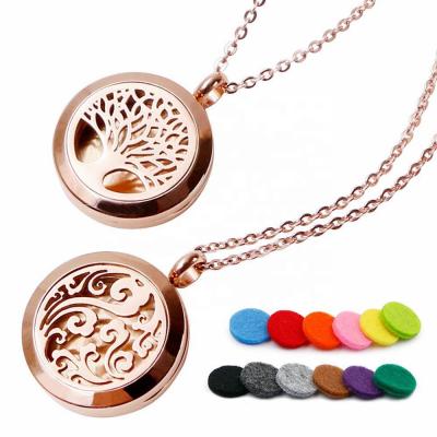 China Fashionable MECYLIFE Stainless Steel Perfume Jewelry Necklace Rose Gold Unisex Essential Oil Diffuser Necklace for sale