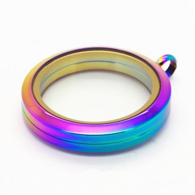 China MECYLIFE FASHIONABLE Floating Colorful Iridescent Rainbow Pendant Stainless Steel Pendant Necklace for sale