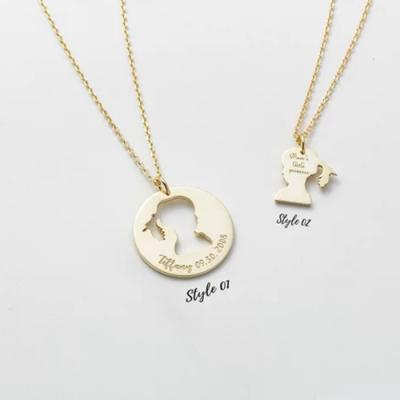 China MECYLIFE Stainless Steel Gold Plated Custom Family Necklace Set Mother Daguhter Necklace for sale