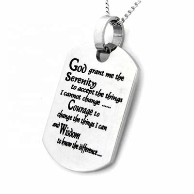 China Serenity Pendant Prayer Rectangle Stainless Steel MECYLIFE Pendant Necklace for sale