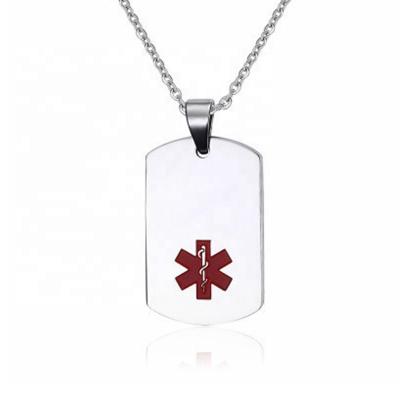 China MECYLIFE Stainless Steel Rectangle Bar Necklace Medical Alert Pendant Necklace for sale