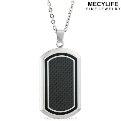 China MECYLIFE Stainless Steel Carbon Fiber Pendant Stainless Steel Men's Rectangle Pendant for sale