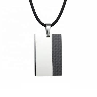 China Stainless Steel Pendant Necklace MECYLIFE Stainless Steel Pendant Blank Rectangle Fiber Pendant Necklace for sale