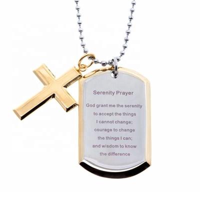 China MECYLIFE Necklace Stainless Steel Pendant And Serenity Prayer Cross Necklace for sale