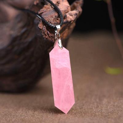 China Natural Stone Rose FASHIONABLE Rose Quartz Column Jewelry Pendant from MECYLIFE for sale