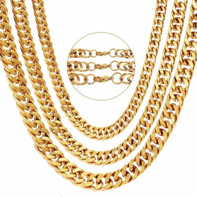 China MECYLIFE Trendy Simple Flat Chain Necklace Fashion Stainless Steel Cuban Link Chain Necklace for sale