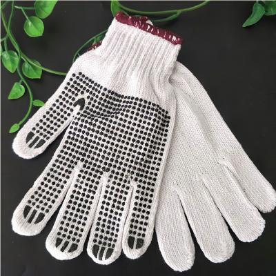 China Comfortable Cotton Yarn Non-slip Wear-resistant Work Gloves Side Protective PVC Safety Protective Single Gloves for sale