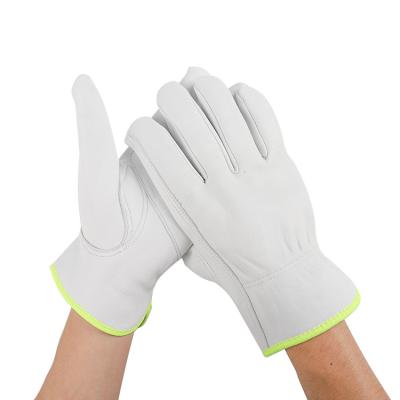 China Durable And Comfortable Hot Sales Grade Whole Inch White Flexible AB Sheepskin Leather Work Safety Gloves for sale