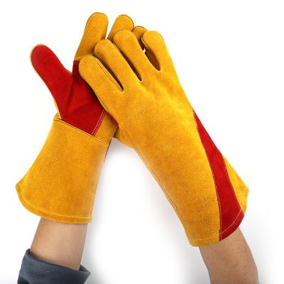 China Good Quality Grade AB Heat Resistant Whole Welding Cow Split Yellow Leather Work Safety Gloves for sale