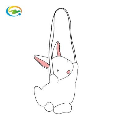 China Customize Plush Toy Stuffed Plush Toy Sightseeing Plushie Rabbit White Red Eyes Rabbit Ears Red Shoulder Bag for sale