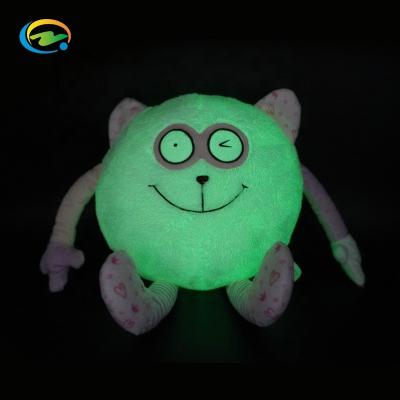 China Kids Toy Gift Scary Toy Pink Kitten Glowing Night Round Pillow Cat Stuffed Animal Plush Toy Kawaii Fluorescent Material Plush Toy With Light for sale