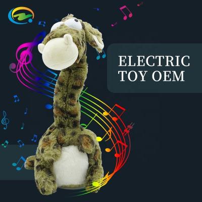 China Electric Voice Plush Toys Dancing Giraffe Dolls Moving Animal Stuffed Plush Toys Musical Fun Giraffes Christmas Gifts for sale