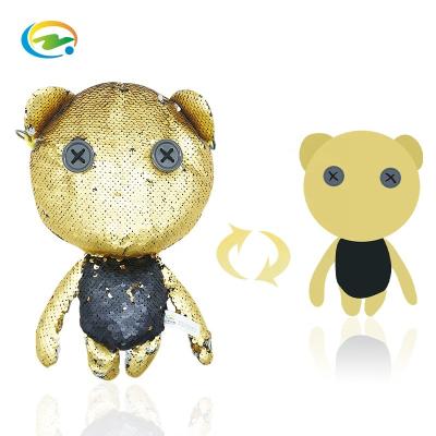 China Soft Cute Shiny Custom Toy Gift Bear Handbag Coin Kids Purse Girls Sequin Shoulder Bag Sequin Fabric Stuffed Toys Plush Custom Pillow for sale