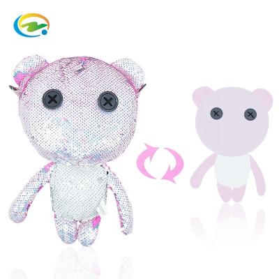 China Toy Gift Fashion Colorful Dazzle Reversible Fashion Sequin Animal Teddy Bear Style Girls Kids Backpack Shoulder Bag for sale