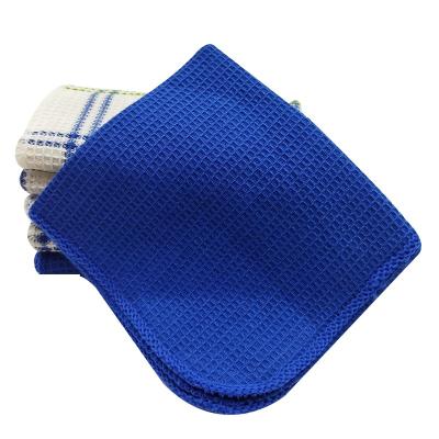 China Blue Compressed Cotton Hand Towel Lattice Branded Hand Towel Cotton Eco Friendly Dish Towel for sale