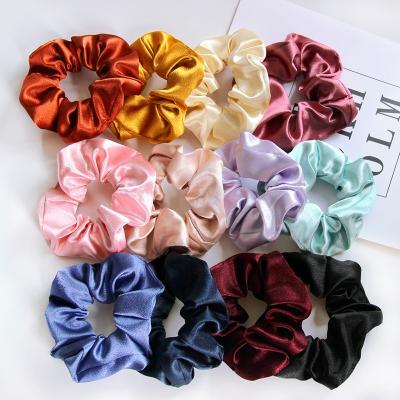 China Cute Color Korean Central Institute of Statistics Crystal Satin Scrunchies Hair Silk Hair Scrunchies Multi for sale