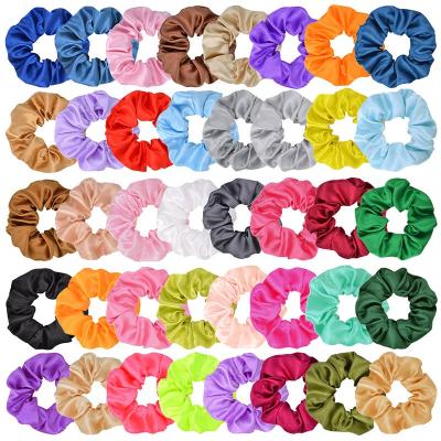 China Girl Hair Accessories Silk Hair Scrunchies With 40 Color Hair Flips Ponytail Holder Solid Color Hair Ties For Girls for sale