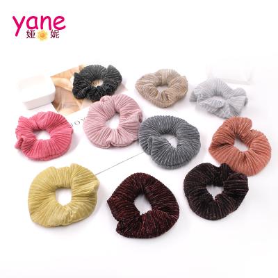 China Good Quality Shiny Pleated Hair Scrunchies Polyester Elastic Hair Bands Fashionable Hair Scrunchies For Women for sale