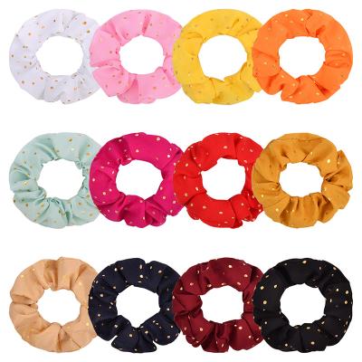 China Cool Golden Polka Dot Wholesale Scrunchies of 12 Cool Colors Custom Scrunchies for Girls for sale