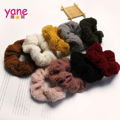 China Dark Color Faux Fur Headbands Stretch Tops Best Quality Soft Knitted Scrunchies For Women for sale