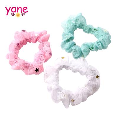 China Newest Fashion Design Scrunchies Star Moon Pattern Mesh Accessories Sweet Elastic Hair Scrunchies For Girls for sale