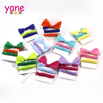 China Custom Colorful Polyester Bow Tie Hair Decoration Accessories Elastic Hair Scrunchies For Girls for sale